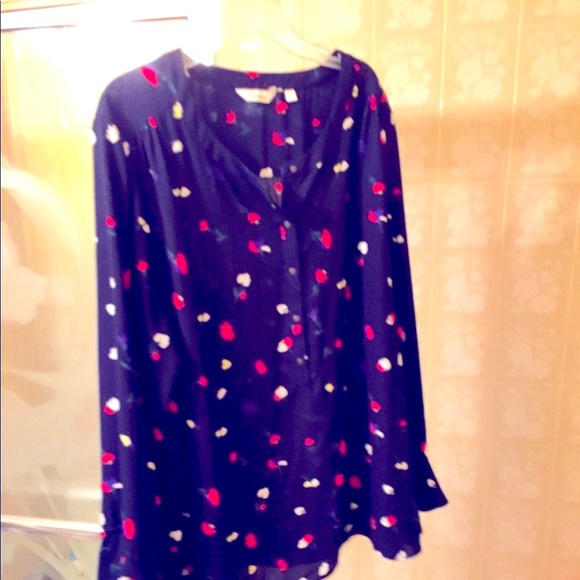 Reitman’s Navy Floral Blouse with Bell Sleeve - Picture 5 of 6